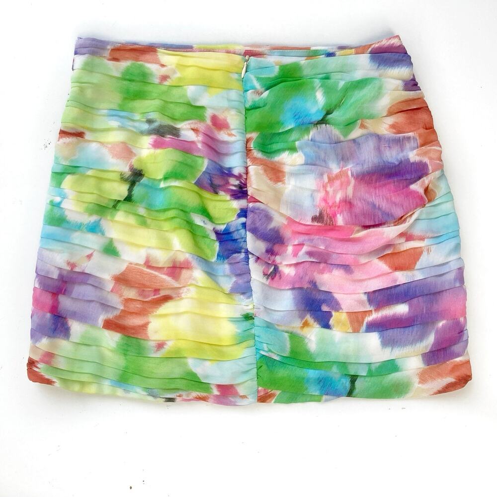 Zara Watercolor Ruffle Mini Skirt Y2K Pastel Floral Bodycon Summer Vacation NEW - Picture 15 of 15